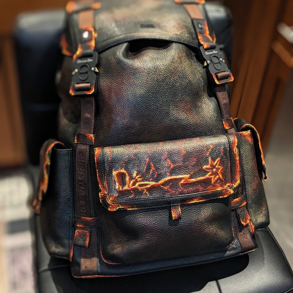 NWT AUTH HIT THE ROAD MENS BACKPACK CACTUS JACK X DIOR LEATHER LARGE DEADSTOCK - Picture 16 of 16